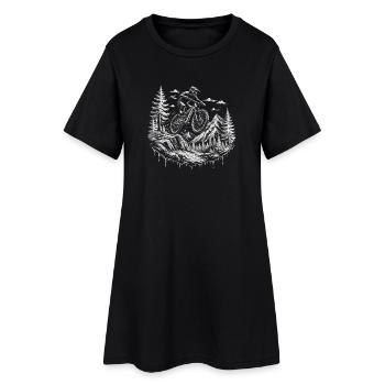 Sentier de descente VTT, vélo de montagne Alpes - Robe T-shirt Femme - noir - Devant