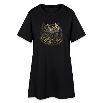 Mountainbike MTB Alpen Trail Enduro Berge - Frauen T-Shirt-Kleid - Schwarz - Vorne