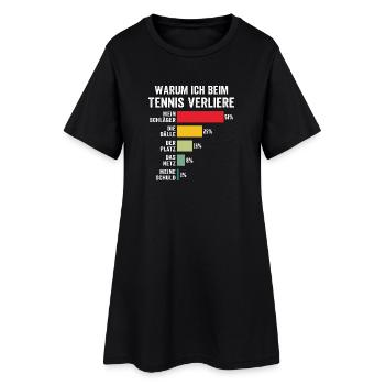 warum ich beim tennis verliere  - Frauen T-Shirt-Kleid - Schwarz - Vorne