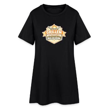 Grillen ist kein Hobby - Frauen T-Shirt-Kleid - Schwarz - Vorne