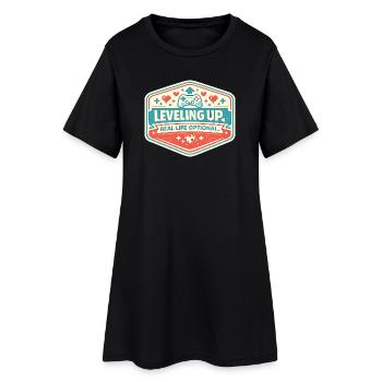 Level Up - Frauen T-Shirt-Kleid - Schwarz - Vorne