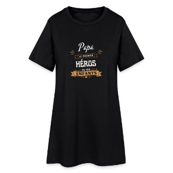 Papa Premier Héros de Ses Enfants - Robe T-shirt Femme - noir - Devant