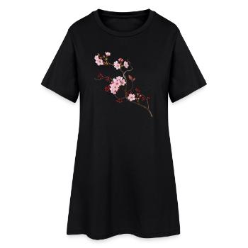 Fleur de cerisier de Sakura dans le style zen ikebana - Robe T-shirt Femme - noir - Devant