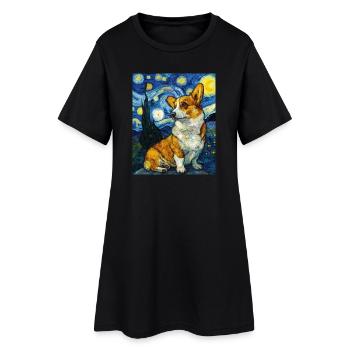 Corgi gallois Pembroke - Robe T-shirt Femme - noir - Devant