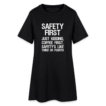 Le café d’abord, la sécurité ensuite - Robe T-shirt Femme - noir - Devant