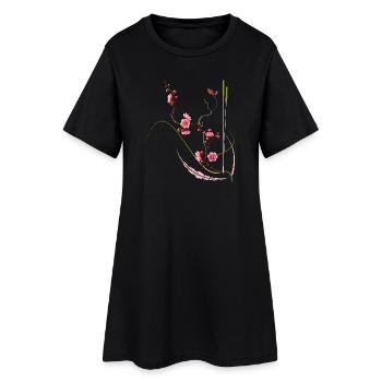Style zen de la fleur de prunier japonaise - Robe T-shirt Femme - noir - Devant