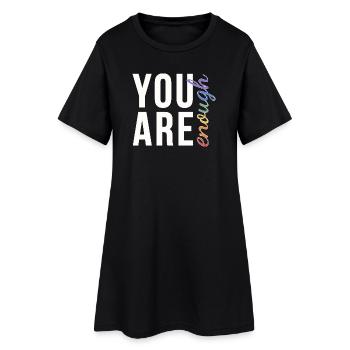 You Are Enough Typografie Regenbogen Pride - Frauen T-Shirt-Kleid - Schwarz - Vorne