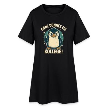 Guten Morgen Ganz Dünnes Eis Freundchen Pinguin - Frauen T-Shirt-Kleid - Schwarz - Vorne
