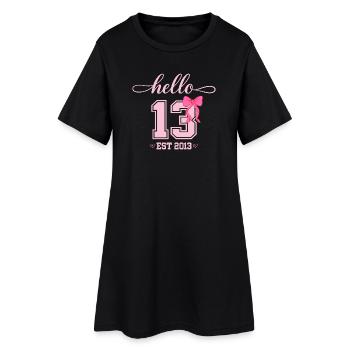 Bonjour 13 Est 2013 Girl Birthday Design - Robe T-shirt Femme - noir - Devant