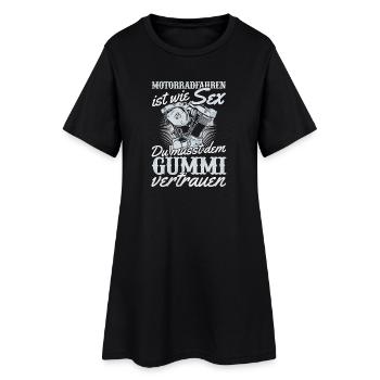 Motorrad Humor Sex Gummi Vertrauen - Frauen T-Shirt-Kleid - Schwarz - Vorne