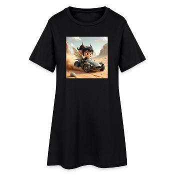 Aventurière Fée dans une voiture du désert - Robe T-shirt Femme - noir - Devant
