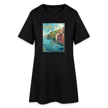 Paysage côtier italien des Cinque Terre - Robe T-shirt Femme - noir - Devant