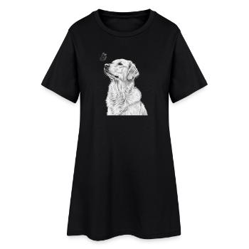 Illustration du Golden Retriever avec un papillon - Robe T-shirt Femme - noir - Devant