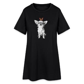 Motif de l’art de rue papillon chihuahua - Robe T-shirt Femme - noir - Devant