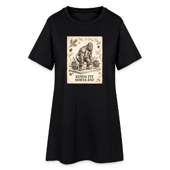 Kinda Fit Sorta Fat Bigfoot Gewichtheben - Frauen T-Shirt-Kleid - Schwarz - Vorne