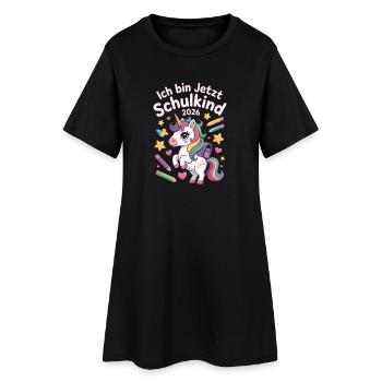  Ich Bin Jetzt Schulkind 2026 Einhorn Einschulung - Frauen T-Shirt-Kleid - Schwarz - Vorne