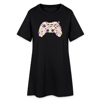 Floral Gamepad: Floral Art Controller - Women’s T-Shirt Dress - black - Front