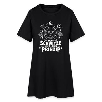 Schwitzige Gelassenheit mit Augenzwinkern - Frauen T-Shirt-Kleid - Schwarz - Vorne