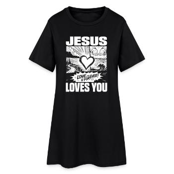 Jésus t’aime Conception de la foi - Robe T-shirt Femme - noir - Devant