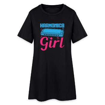 Funny Harmonica Player Girl Harmonica - Frauen T-Shirt-Kleid - Schwarz - Vorne