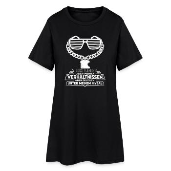 Klobige Retro Sonnenbrille mit Toastbrot - Frauen T-Shirt-Kleid - Schwarz - Vorne