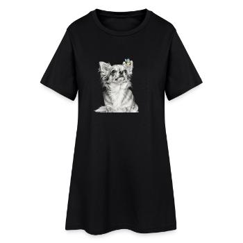 Chihuahua avec motif de chien papillon - Robe T-shirt Femme - noir - Devant