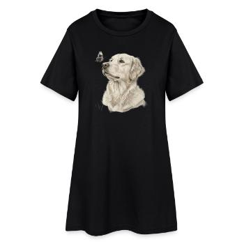Golden Retriever avec motif papillon - Robe T-shirt Femme - noir - Devant