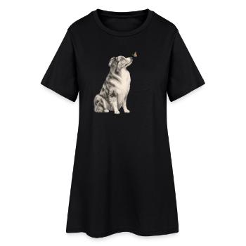 Border Collie avec millésime papillon - Robe T-shirt Femme - noir - Devant