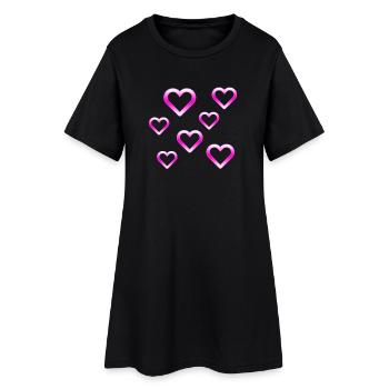 Herzen - Frauen T-Shirt-Kleid - Schwarz - Vorne