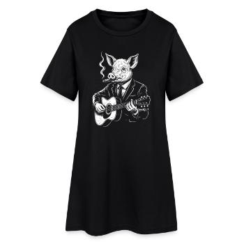 Jazz Pig Gitarrist - Frauen T-Shirt-Kleid - Schwarz - Vorne