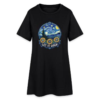 Let it Gogh Funny Vincent Van Gogh Starry Night - Women’s T-Shirt Dress - black - Front