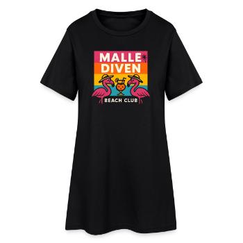 Malle Diven Beach Club Flamingo Mallorca Party  - Frauen T-Shirt-Kleid - Schwarz - Vorne
