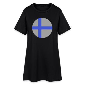 Runde finnische Flagge - Frauen T-Shirt-Kleid - Schwarz - Vorne