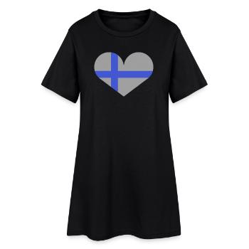 Finnish flag in the shape of a heart - Women’s T-Shirt Dress - black - Front