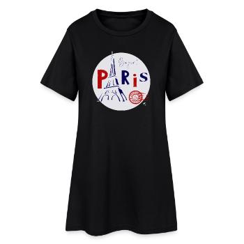 Eiffelturm Abbildung im Kreis mit Inschrift - Frauen T-Shirt-Kleid - Schwarz - Vorne