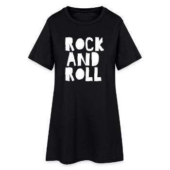 Rock'n'Roll Bold Typografie - Frauen T-Shirt-Kleid - Schwarz - Vorne