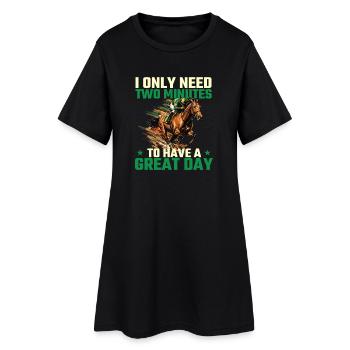 Deux minutes : Humour de courses hippiques de grande journée - Robe T-shirt Femme - noir - Devant