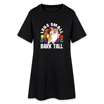 Pattes courtes, silhouette haute, corgi - Robe T-shirt Femme - noir - Devant