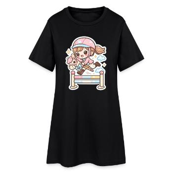 Obstacle au saut de poney Kawaii - Robe T-shirt Femme - noir - Devant