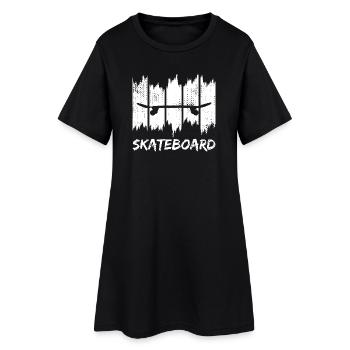 Silhouette Skateboard Imprimé Grunge - Robe T-shirt Femme - noir - Devant