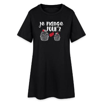 Je Mange Pour 2 Future Maman Grossesse Cadeau - Robe T-shirt Femme - noir - Devant