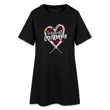 Baseball Grandma Heart Bat Graphic - Women’s T-Shirt Dress - black - Front