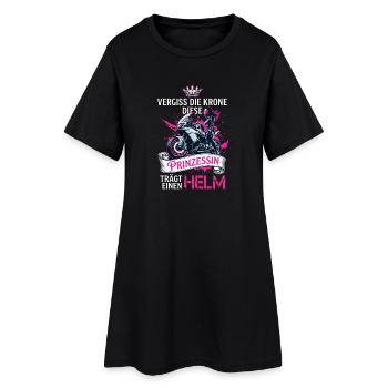 Motorrad Prinzessin Trägt Helm Bikerin - Frauen T-Shirt-Kleid - Schwarz - Vorne