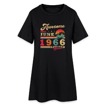 June 1966 Vintage Retro Birthday Gift - Women’s T-Shirt Dress - black - Front