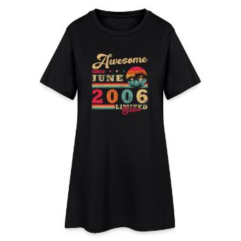 Cadeau d’anniversaire rétro vintage de juin 2006 - Robe T-shirt Femme - noir - Devant