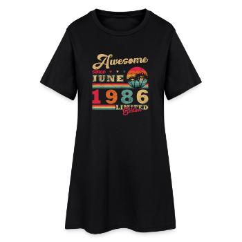 Cadeau vintage d’anniversaire vintage de juin 1986 - Robe T-shirt Femme - noir - Devant
