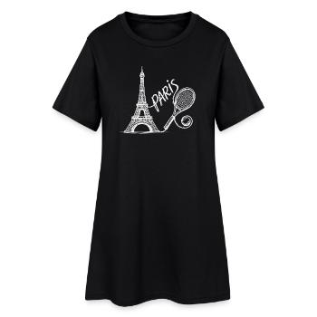 Chemise du tournoi de tennis de Paris, mode rétro de tennis - Robe T-shirt Femme - noir - Devant