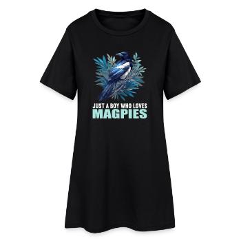 Elstern Elster - Frauen T-Shirt-Kleid - Schwarz - Vorne