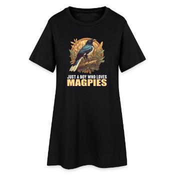 Elstern Elster - Frauen T-Shirt-Kleid - Schwarz - Vorne