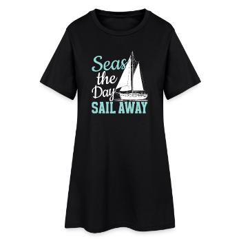 Seas The Day Sail Away Sailor Sail Captain - Frauen T-Shirt-Kleid - Schwarz - Vorne